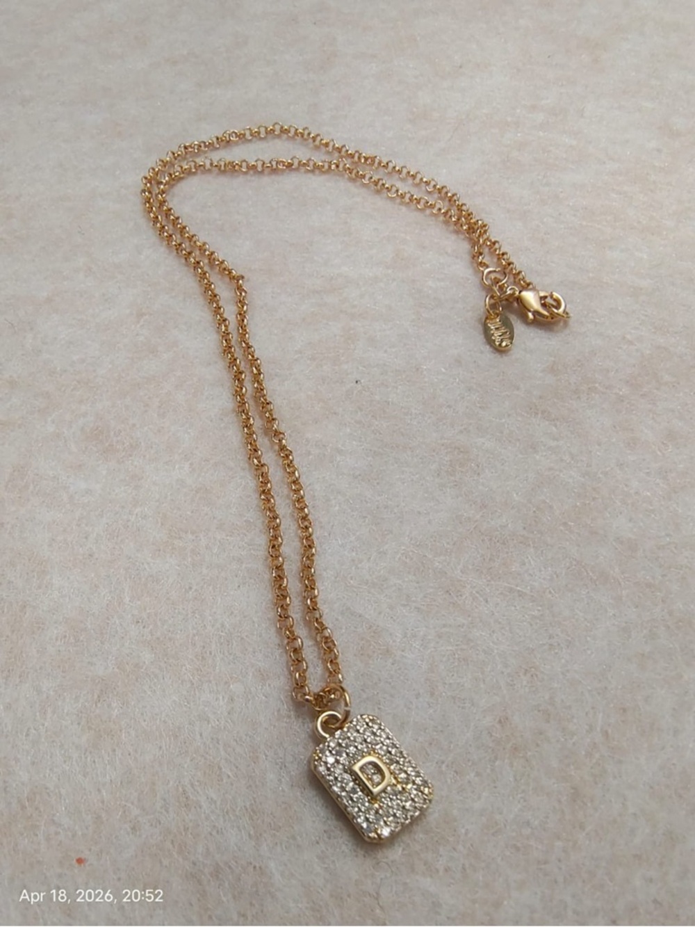 NWOT Shymi Mini Pavé Initial Medallion Necklace 14k-gold plate/cubic zirconia - Picture 4 of 4